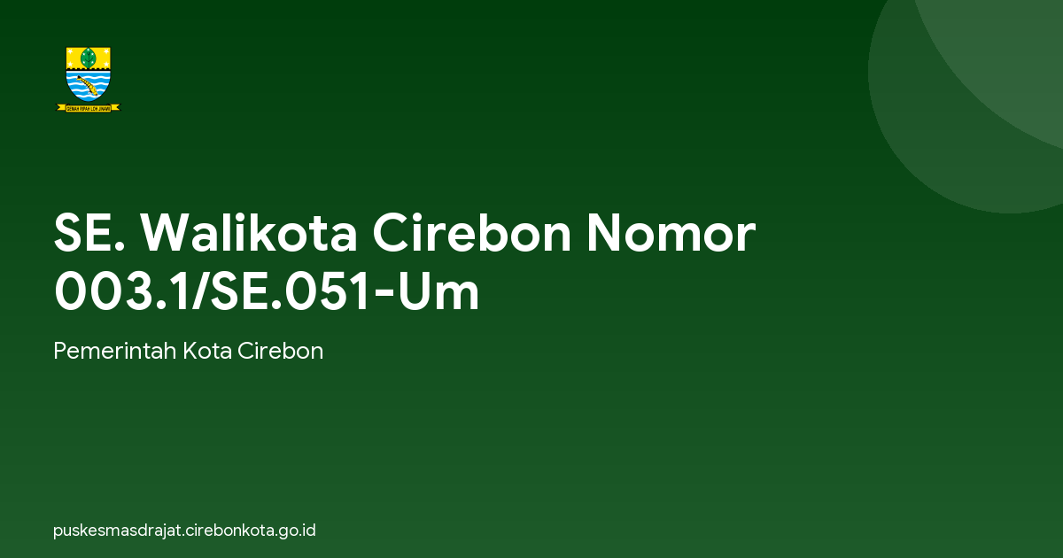 SE. Walikota Cirebon Nomor 003.1/SE.051-Um