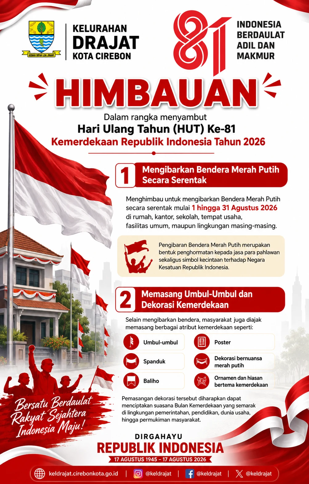 AYO WARGA KELURAHAN DRAJAT KIBARKAN BENDERA MERAH PUTIH SERENTAK!