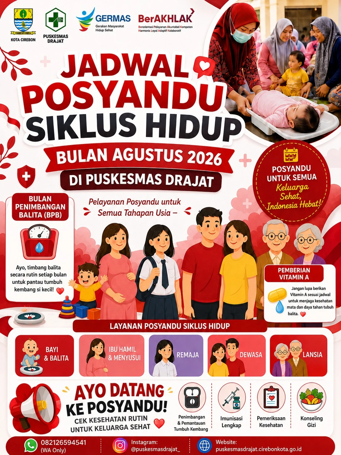 Jadwal Posyandu Siklus Hidup Agustus 2026: Saatnya Cek Kesehatan, Tumbuh Sehat Bersama Puskesmas Drajat